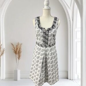 Trina Turk Lucinda Black White Dotted Leaf Contemporary Sleeveless Dress 6 NWT